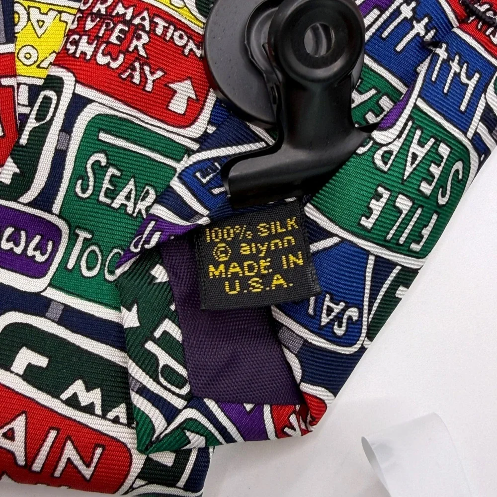 Alynn Necktie Mens OS Multi Excellent Information Superhighway Tech Silk Vintage